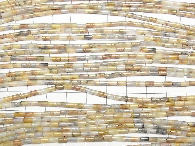 [Video] Crazy Lace Agate Tube 4x2x2mm 1strand beads (aprx. 15 inches/36 cm)