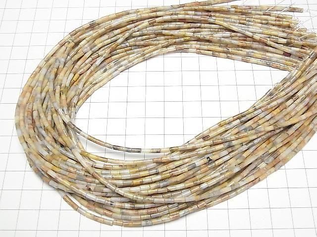 [Video] Crazy Lace Agate Tube 4x2x2mm 1strand beads (aprx. 15 inches/36 cm)