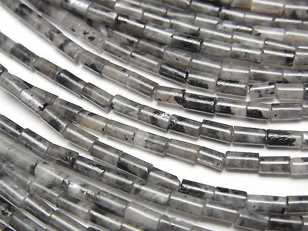 [Video] Larvikite Tube 4x2x2mm 1strand beads (aprx. 15 inches/36 cm)