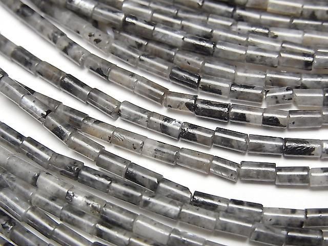 [Video] Larvikite Tube 4x2x2mm 1strand beads (aprx. 15 inches/36 cm)