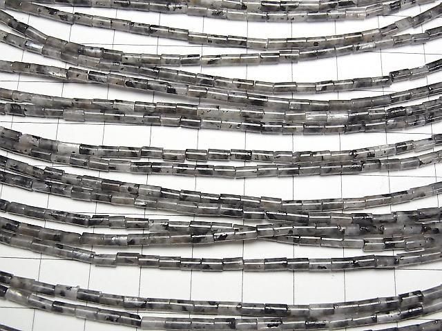[Video] Larvikite Tube 4x2x2mm 1strand beads (aprx. 15 inches/36 cm)