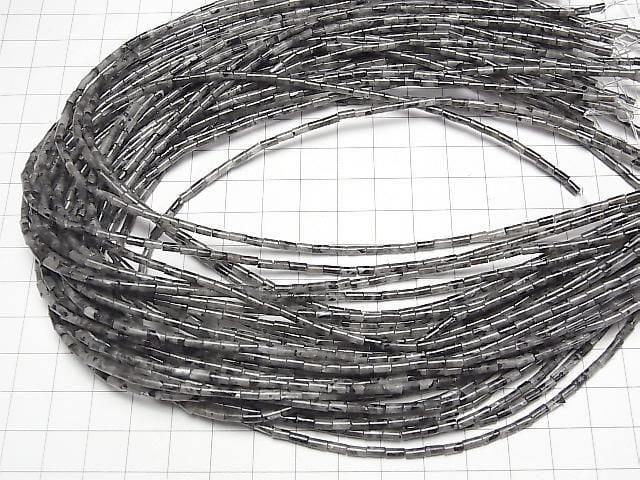 [Video] Larvikite Tube 4x2x2mm 1strand beads (aprx. 15 inches/36 cm)