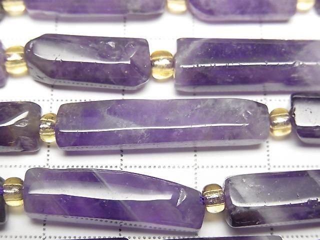 [Video] Mix Amethyst Faceted Tube 1 strand beads (aprx. 14 inch/34 cm)