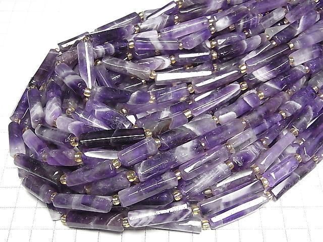 [Video] Mix Amethyst Faceted Tube 1 strand beads (aprx. 14 inch/34 cm)