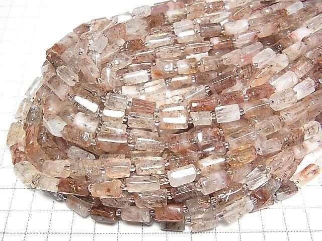[Video]Copper Rutilated Quartz AA Faceted Tube 1strand beads (aprx.14inch/34cm)
