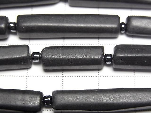 [Video] Shungite AAA Faceted Tube 1 strand beads (aprx. 14 inches/34 cm)