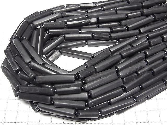 [Video] Shungite AAA Faceted Tube 1 strand beads (aprx. 14 inches/34 cm)