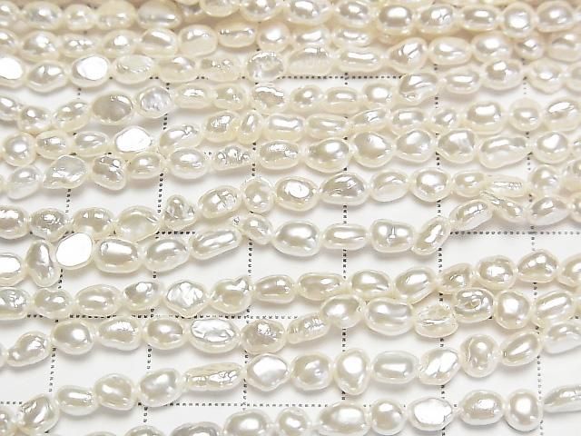 [Video] Fresh Water Pearl AA White Baroque 3.5-5.5mm Pearl Coated 1strand beads (aprx. 15 inches/38 cm)