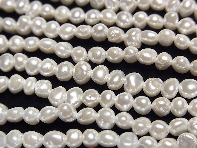 [Video] Fresh Water Pearl AA White Potato 3.5mm Pearl Coated 1strand beads (aprx. 15 inches/38 cm)