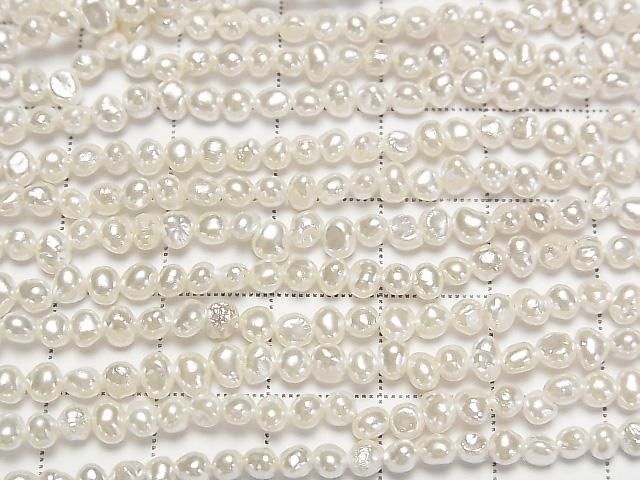 [Video] Fresh Water Pearl AA White Potato 3.5mm Pearl Coated 1strand beads (aprx. 15 inches/38 cm)