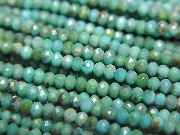 [Video]High Quality! Turquoise AA++ Faceted Button Rondelle 2x2x1.5mm 1strand beads (aprx.15inch/38cm)