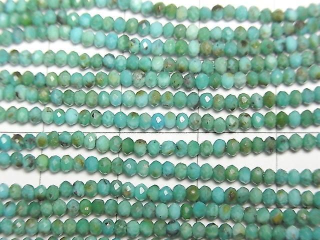[Video]High Quality! Turquoise AA++ Faceted Button Rondelle 2x2x1.5mm 1strand beads (aprx.15inch/38cm)