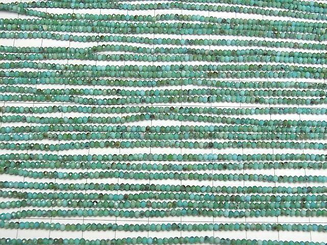 [Video]High Quality! Turquoise AA++ Faceted Button Rondelle 2x2x1.5mm 1strand beads (aprx.15inch/38cm)