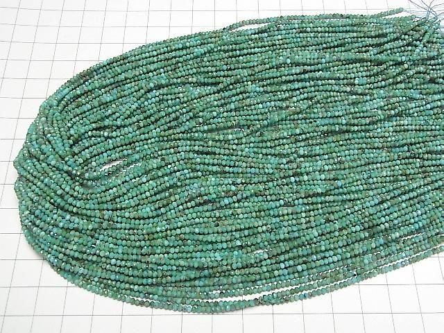 [Video]High Quality! Turquoise AA++ Faceted Button Rondelle 2x2x1.5mm 1strand beads (aprx.15inch/38cm)
