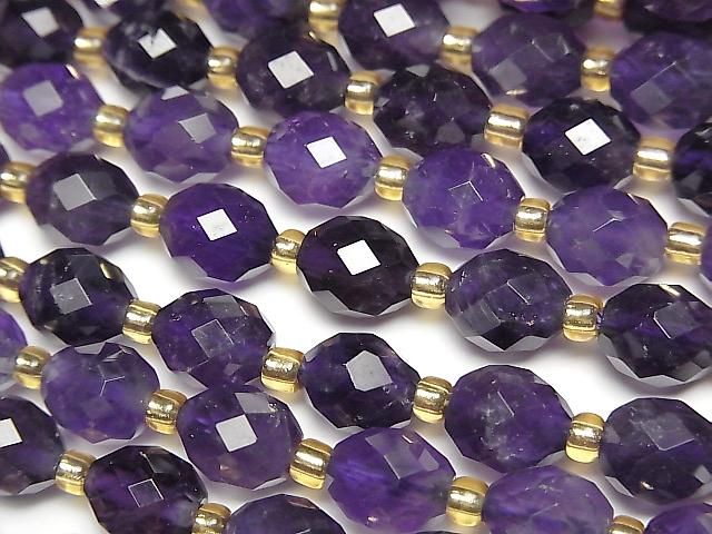 [Video]High Quality! Amethyst AA++ Faceted Rice 8x6.5mm 1strand beads (aprx.15inch/37cm)