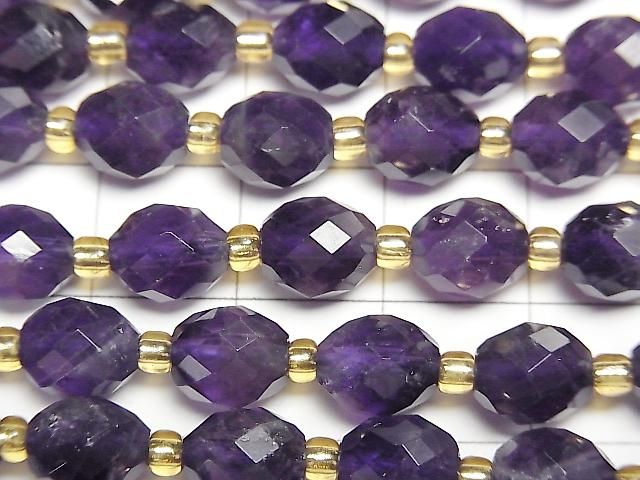 [Video]High Quality! Amethyst AA++ Faceted Rice 8x6.5mm 1strand beads (aprx.15inch/37cm)