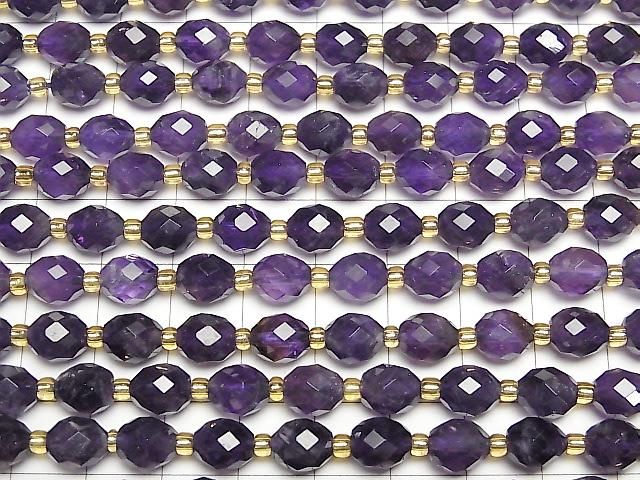 [Video]High Quality! Amethyst AA++ Faceted Rice 8x6.5mm 1strand beads (aprx.15inch/37cm)