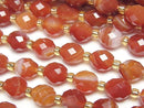 [Video]High Quality! Carnelian, Sardonyx Faceted Rice 8x6.5mm 1strand beads (aprx.15inch/37cm)