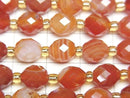 [Video]High Quality! Carnelian, Sardonyx Faceted Rice 8x6.5mm 1strand beads (aprx.15inch/37cm)
