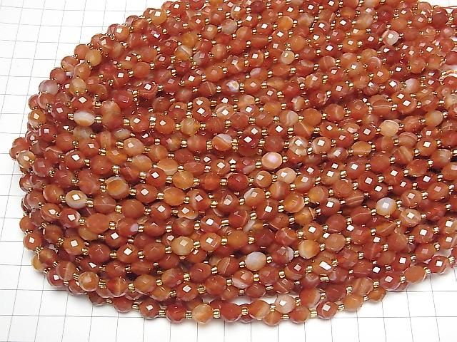 [Video]High Quality! Carnelian, Sardonyx Faceted Rice 8x6.5mm 1strand beads (aprx.15inch/37cm)