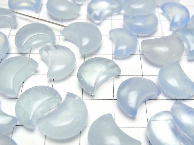 [Video] Aquamarine AAA- Moon Motif 14mm-17mm [Half Drilled Hole] 2pcs