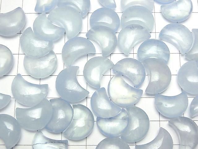 [Video] Aquamarine AAA- Moon Motif 14mm-17mm [Half Drilled Hole] 2pcs