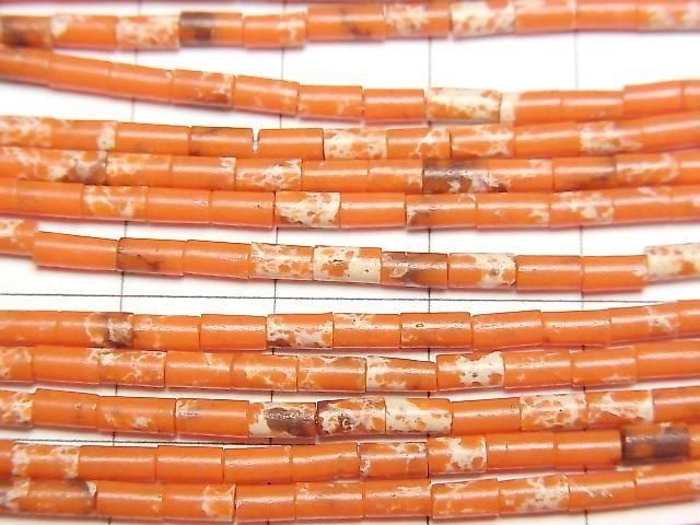[Video] Orange Kaolinite Tube 4x2x2mm 1strand beads (aprx. 15 inches/36 cm)
