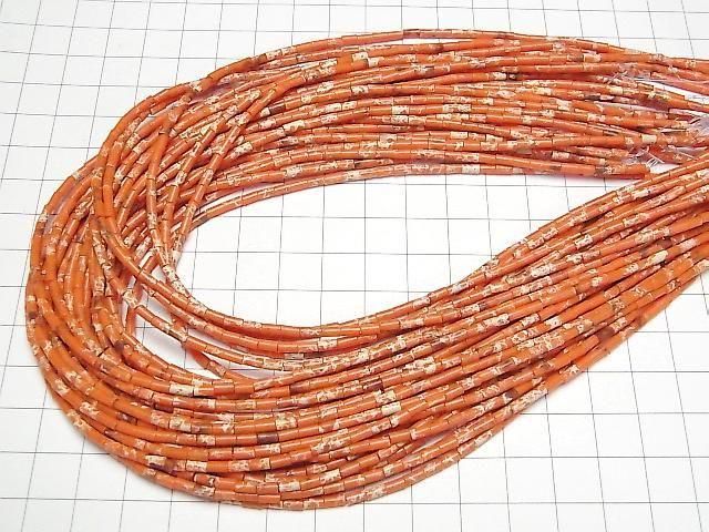 [Video] Orange Kaolinite Tube 4x2x2mm 1strand beads (aprx. 15 inches/36 cm)