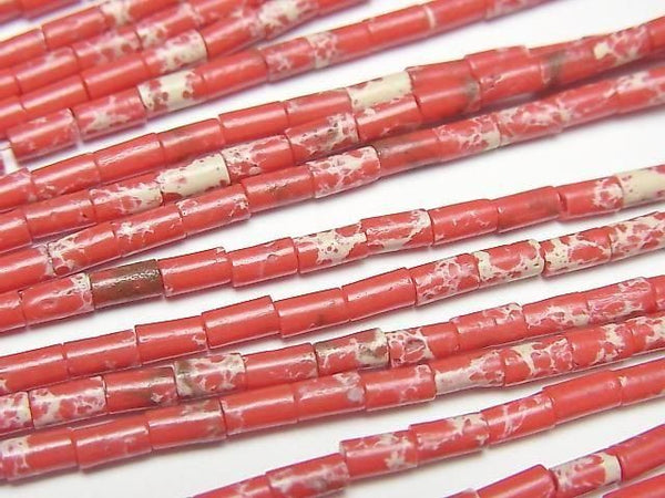 [Video] Red Kaolinite Tube 4x2x2mm 1strand beads (aprx. 15 inches/36 cm)
