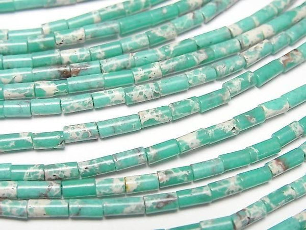 [Video] Green Kaolinite Tube 4x2x2mm 1strand beads (aprx. 15 inches/36 cm)