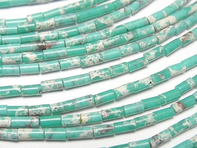 [Video] Green Kaolinite Tube 4x2x2mm 1strand beads (aprx. 15 inches/36 cm)