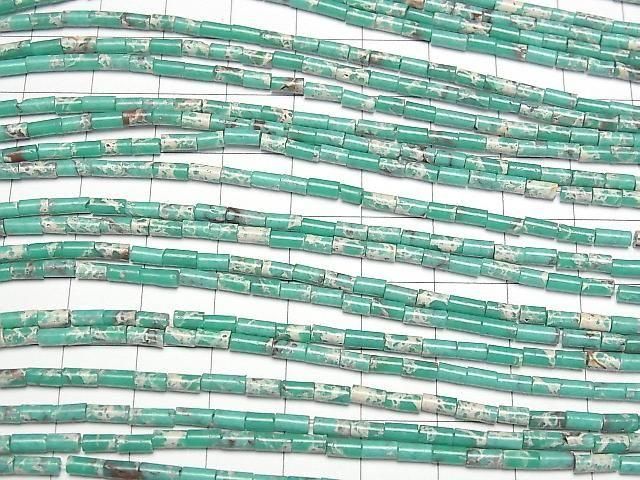 [Video] Green Kaolinite Tube 4x2x2mm 1strand beads (aprx. 15 inches/36 cm)