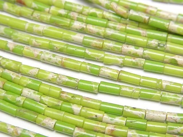 [Video] Light green Kaolinite tube 4x2x2mm 1strand beads (aprx. 15 inches/36 cm)
