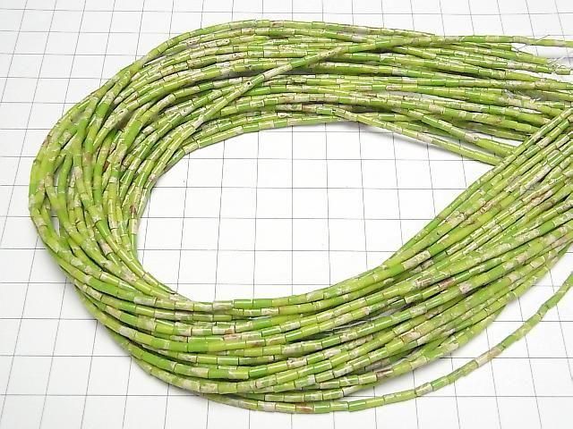 [Video] Light green Kaolinite tube 4x2x2mm 1strand beads (aprx. 15 inches/36 cm)