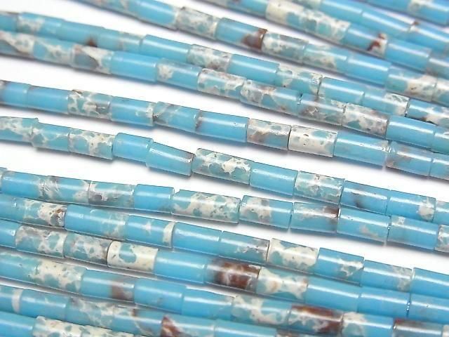 [Video] Light Blue Kaolinite Tube 4x2x2mm 1strand beads (aprx. 15 inches/36 cm)