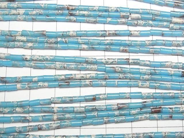 [Video] Light Blue Kaolinite Tube 4x2x2mm 1strand beads (aprx. 15 inches/36 cm)
