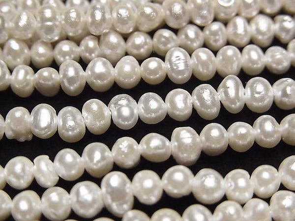 [Video] Fresh Water Pearl AA White Potato 3.5-4.5mm Pearl Coated 1strand beads (aprx. 15 inches/38 cm)
