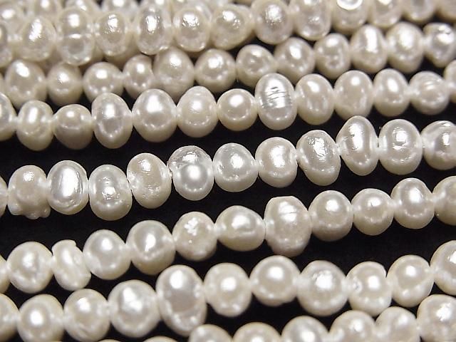 [Video] Fresh Water Pearl AA White Potato 3.5-4.5mm Pearl Coated 1strand beads (aprx. 15 inches/38 cm)