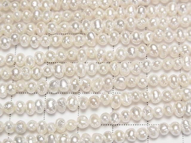 [Video] Fresh Water Pearl AA White Potato 3.5-4.5mm Pearl Coated 1strand beads (aprx. 15 inches/38 cm)