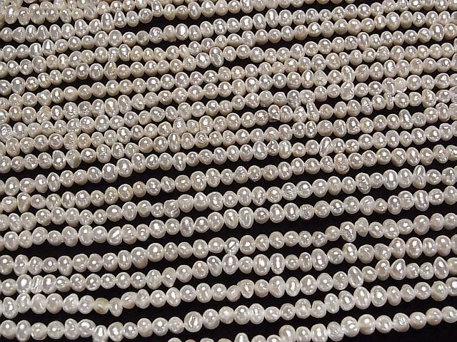 [Video] Fresh Water Pearl AA White Potato 3.5-4.5mm Pearl Coated 1strand beads (aprx. 15 inches/38 cm)