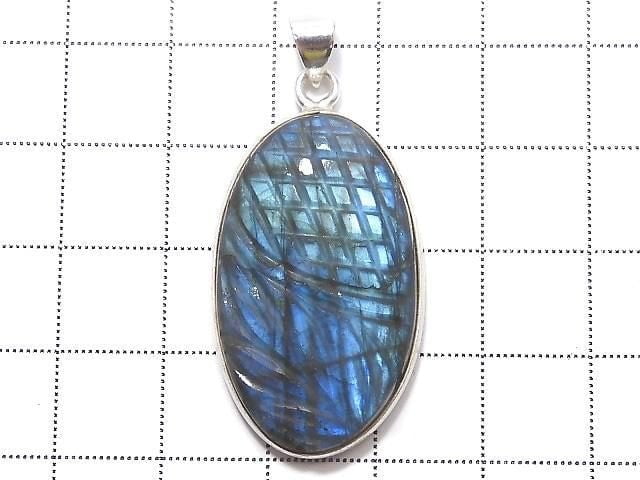 [Video][One of a kind] Rainbow Labradorite AAA- Carved Pendant Silver925 NO.41