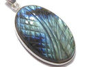 [Video][One of a kind] Rainbow Labradorite AAA- Carved Pendant Silver925 NO.42