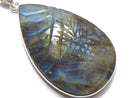 [Video][One of a kind] Rainbow Labradorite AAA- Carved Pendant Silver925 NO.45