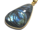 [Video][One of a kind] Rainbow Labradorite AAA- Carved Pendant 18KGP NO.46