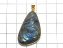 [Video][One of a kind] Rainbow Labradorite AAA- Carved Pendant 18KGP NO.46