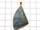 [Video][One of a kind] Rainbow Labradorite AAA- Carved Pendant 18KGP NO.47