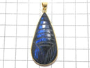 [Video][One of a kind] Rainbow Labradorite AAA- Carved Pendant 18KGP NO.48