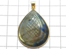 [Video][One of a kind] Rainbow Labradorite AAA- Carved Pendant 18KGP NO.49
