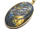 [Video][One of a kind] Rainbow Labradorite AAA- Carved Pendant 18KGP NO.50