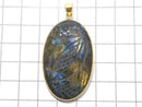 [Video][One of a kind] Rainbow Labradorite AAA- Carved Pendant 18KGP NO.50